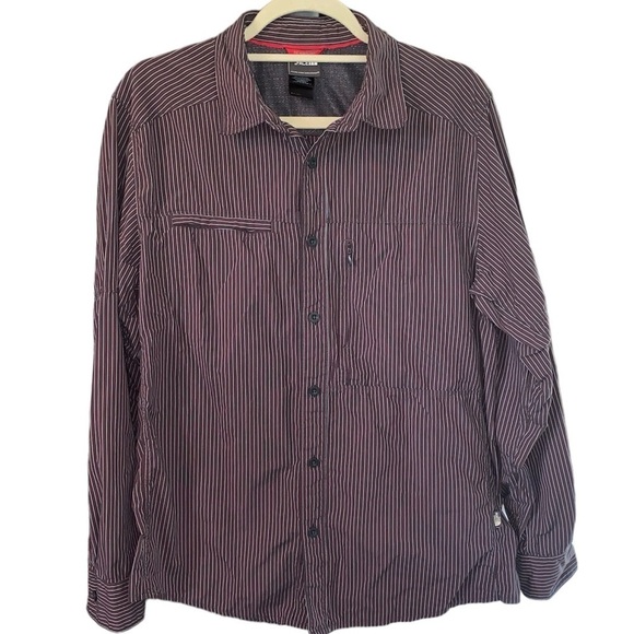 The North Face button down shirt long sleeve hidden pockets stripes size medium - Picture 1 of 11